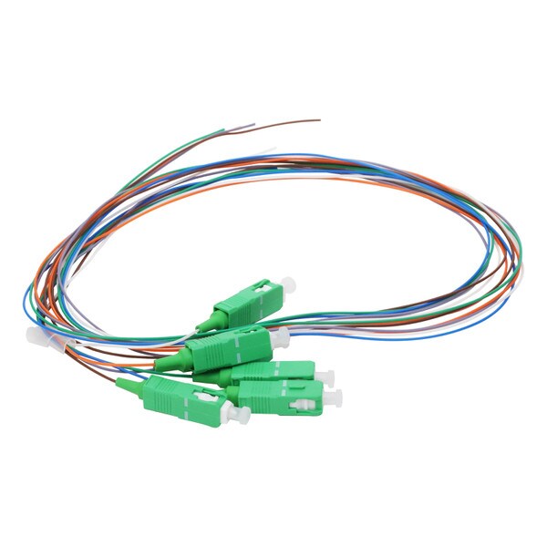 6 Fiber Pigtail, SC/APC, 900 µm, 9 µm OS2, 1m